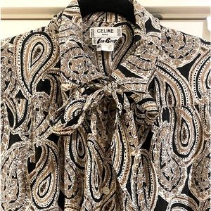 Celine 100% Silk Paisley Blouse size 46 Vintage -EUC Ida Berg
